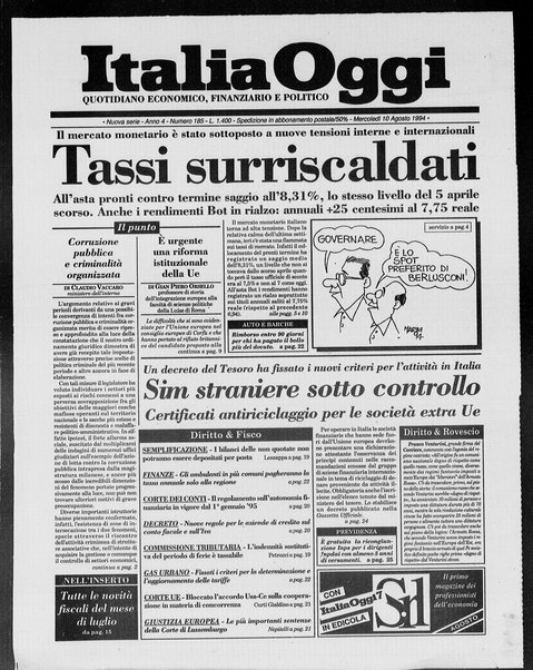 Italia oggi : quotidiano di economia finanza e politica